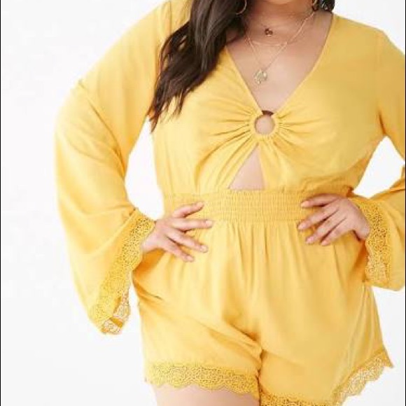 Yellow Boho Romper - Picture 1 of 9